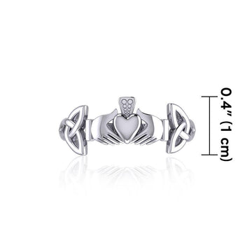 Irish Claddagh and Celtic Knotwork Silver Ring TR557 - Jewelry